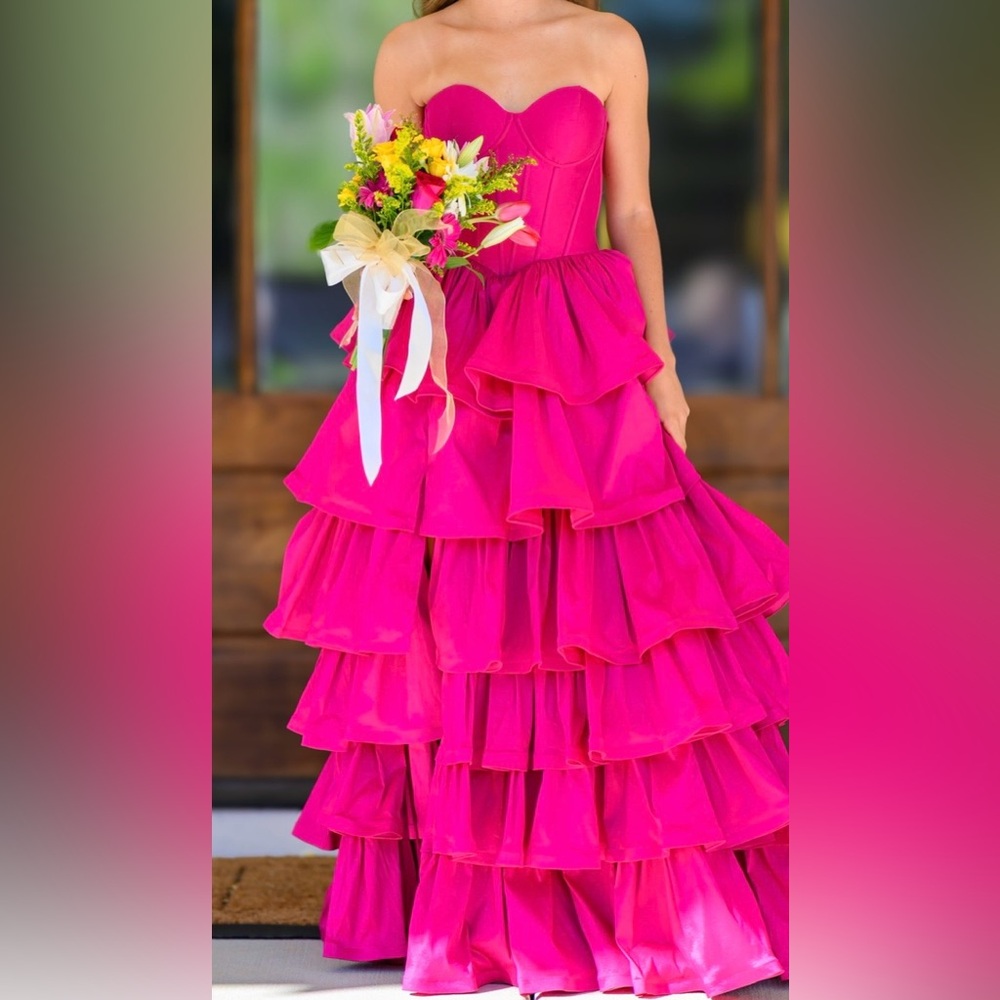PROM: Jovani Vibrant Pink Tiered Teen Dress or young adult